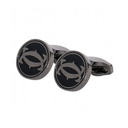 Cartier Logo Round Shaped Metallic Cufflinks